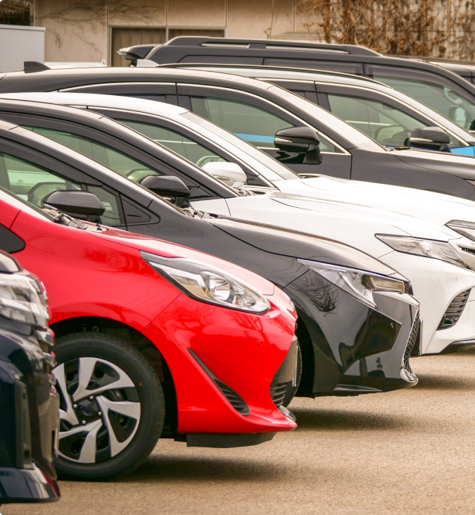 Lineup of cars